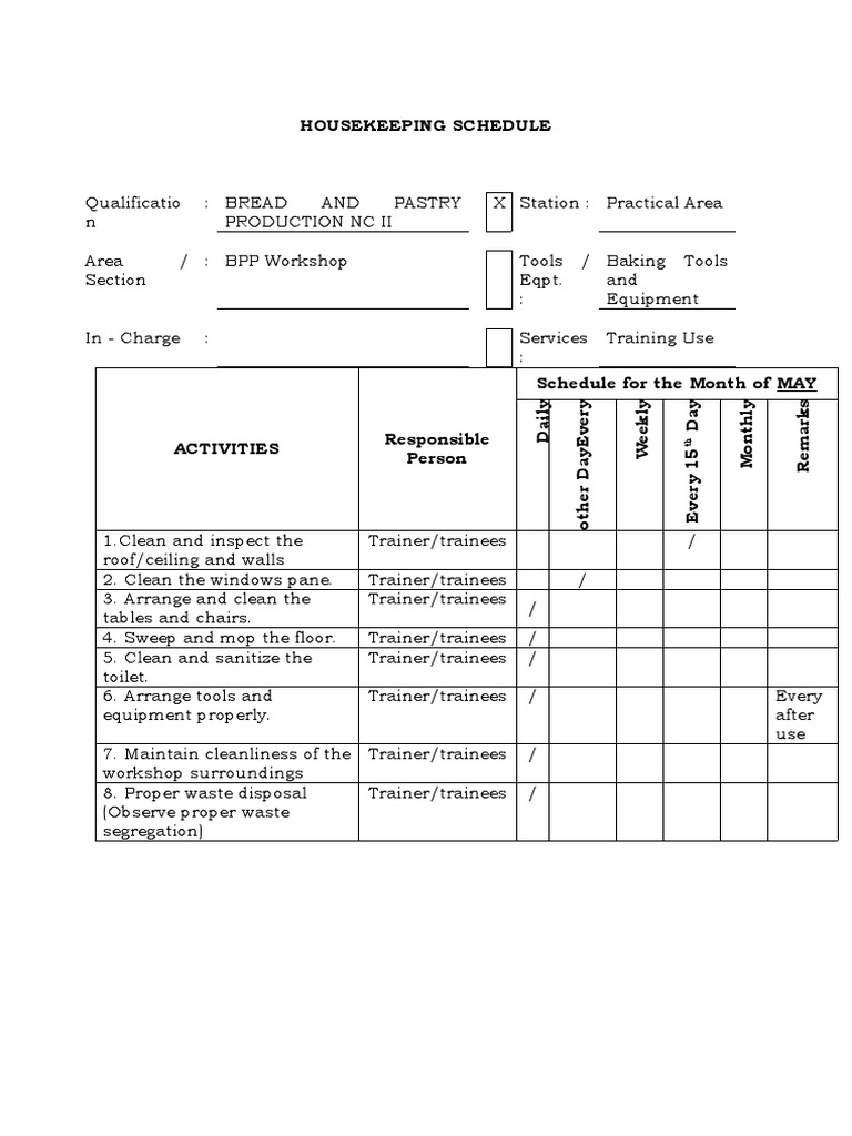 1 Housekeeping Schedule Final PDF