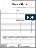 Certificate of Origin Template