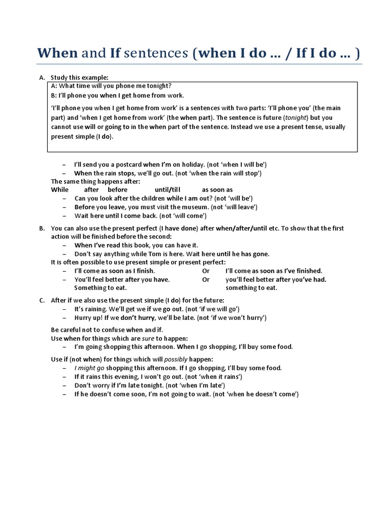 Unit 9 When and If Sentences | PDF