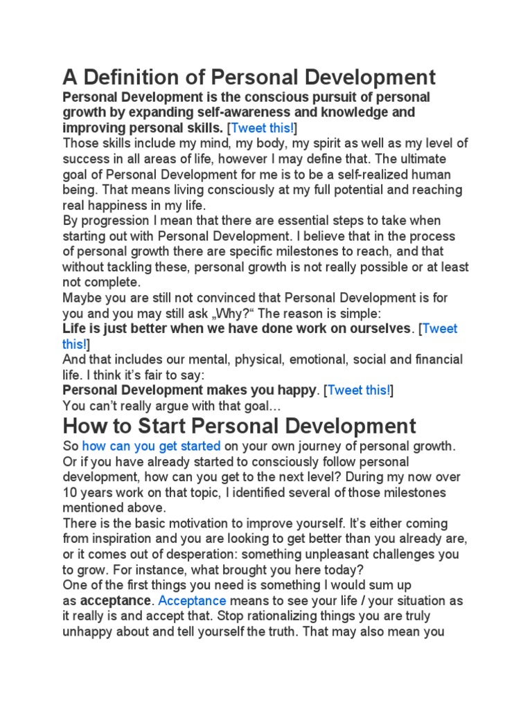 A Definition of Personal Development | PDF | Psychology | Mind
