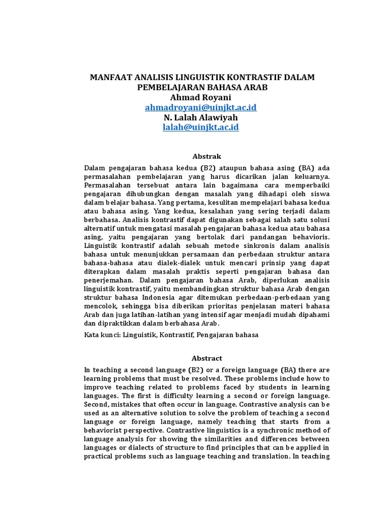 Linguistik Kontrastif Artikel Perpustakaan 1 Pdf