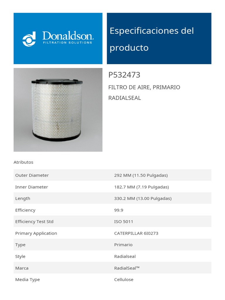 Ficha Filtro P532473 | PDF
