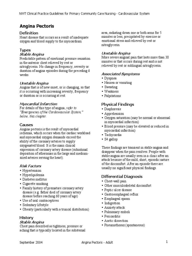 Understanding Angina Pectoris in Adults | PDF | Myocardial Infarction ...