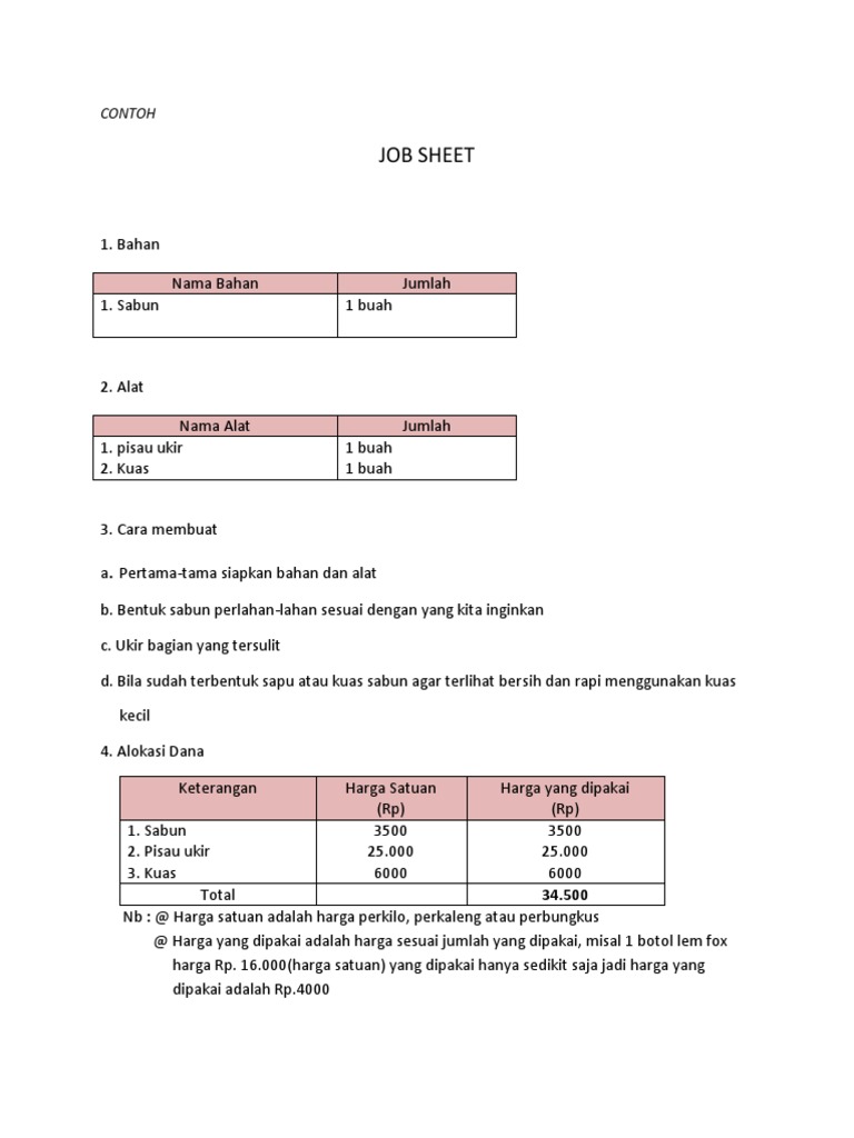 Contoh Jobsheet | PDF