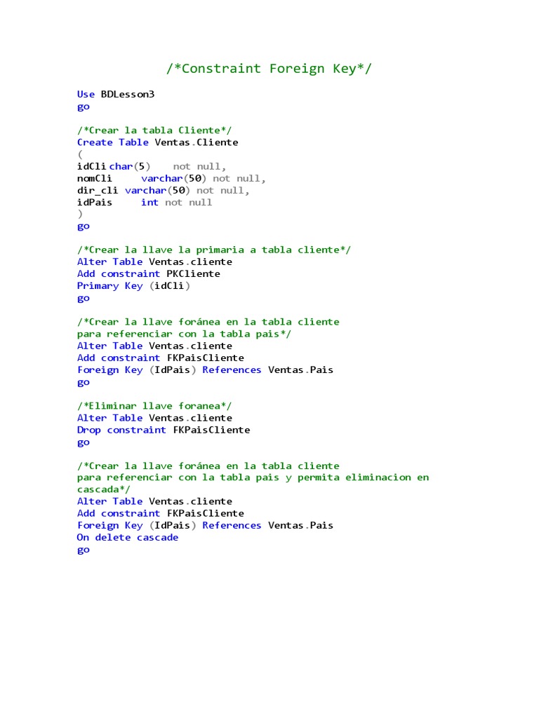 Constraint Foreign Key | PDF