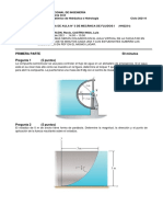 Práctica de Mecánica de Fluidos de la UNI con problemas de compuerta semicircular y voladizo parabólico