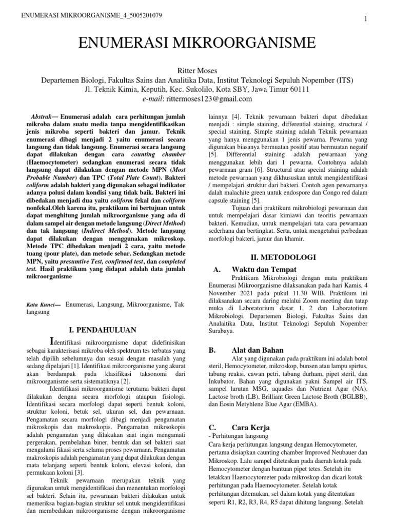 Laporan Praktikum Enumerasi Mikroorganisme | PDF
