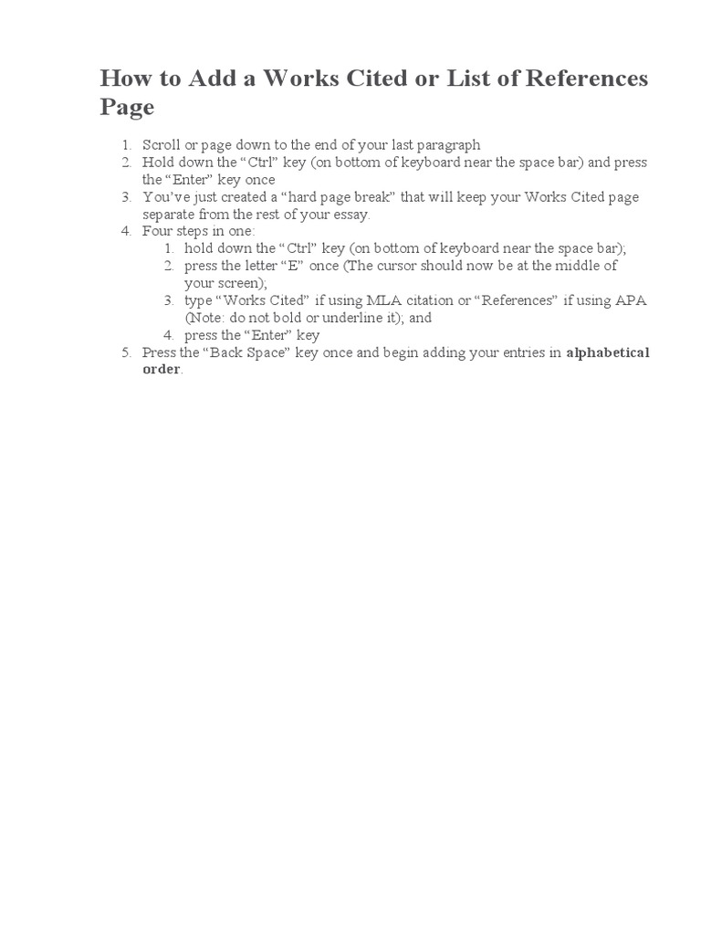How To Add A Works Cited or List of References Page | PDF