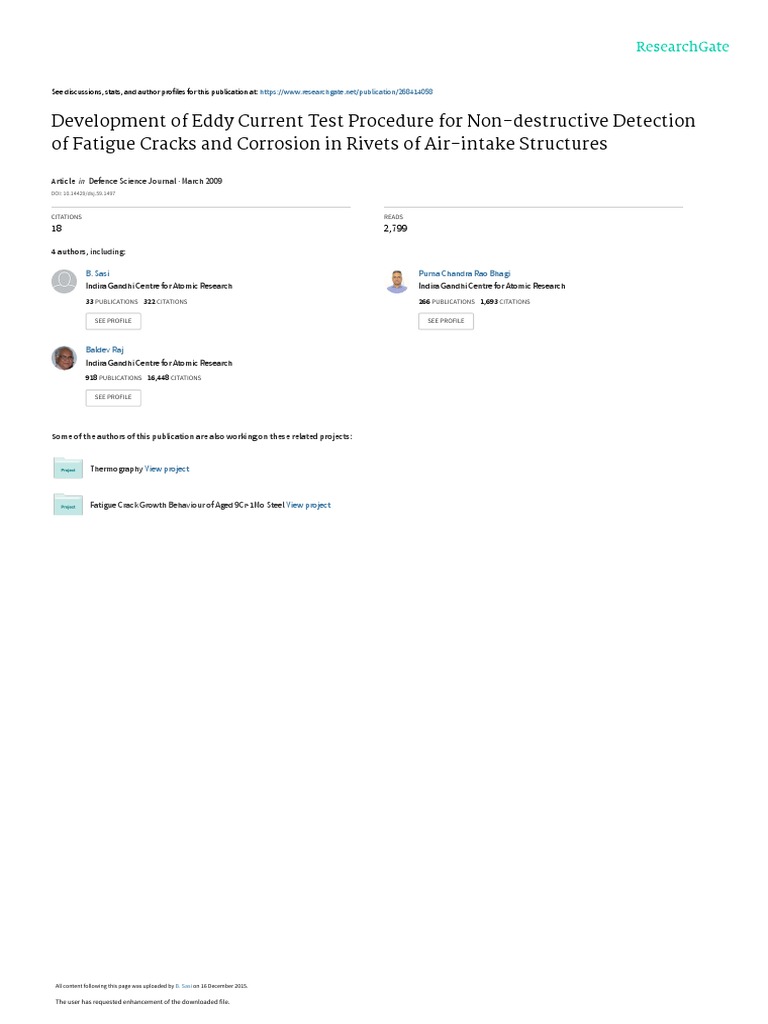 Development of Eddy Current Test Procedure For Non PDF
