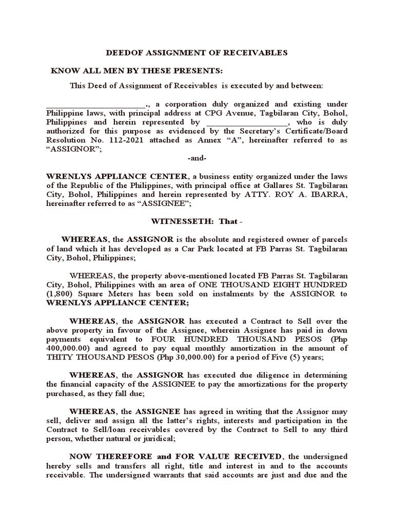 Assignment Of Receivables