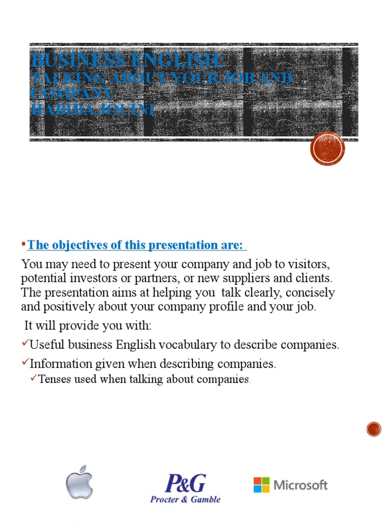 How To Describe Companies PDF Grammatical Tense Sales