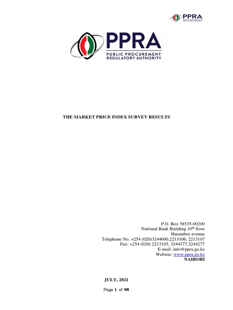 PPRA Market Price Index Report 2021 | PDF | Mean | Coefficient Of Variation
