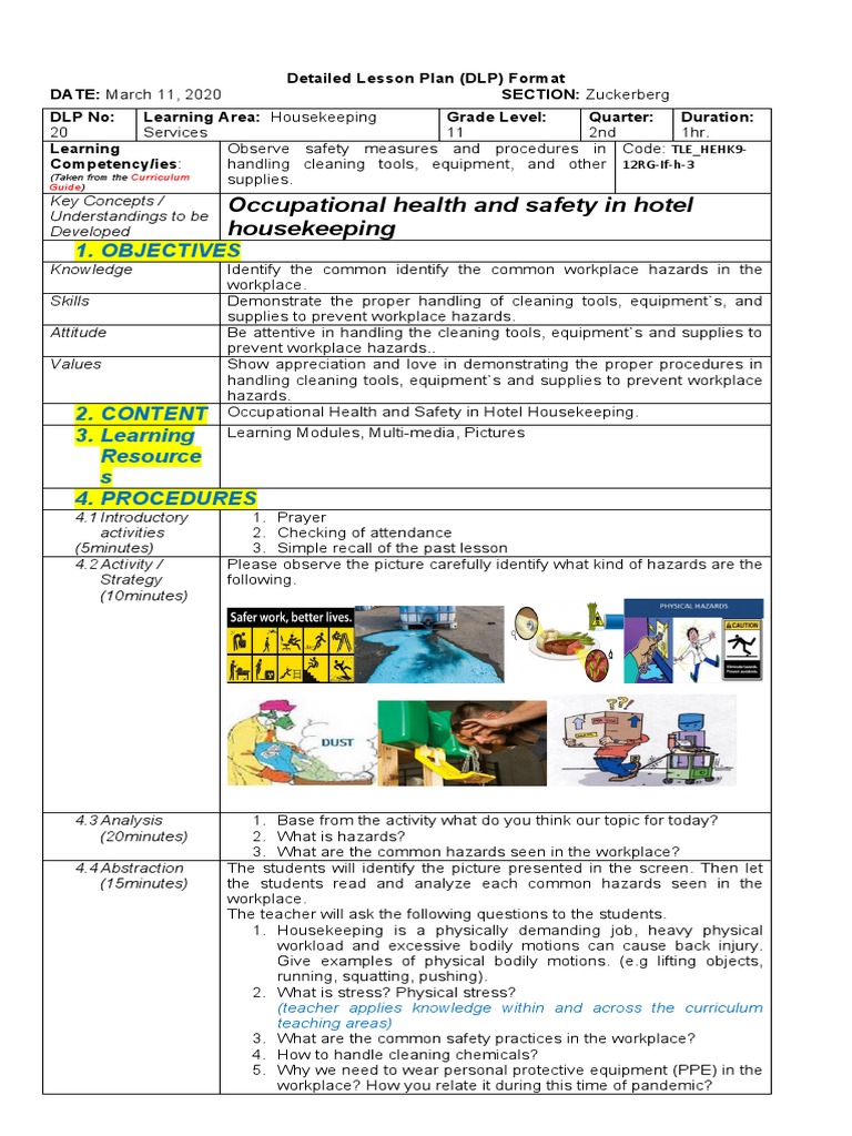 DLP For Housekeeping PDF Curriculum Teachers