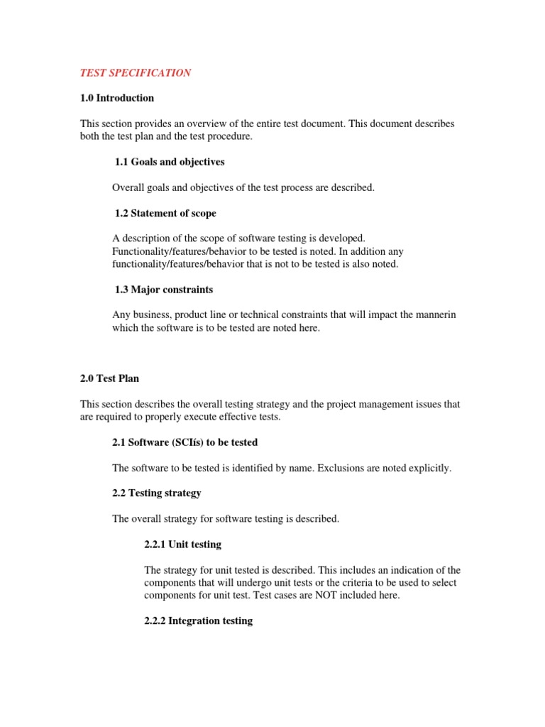Test Specification | PDF | Software Testing | Unit Testing