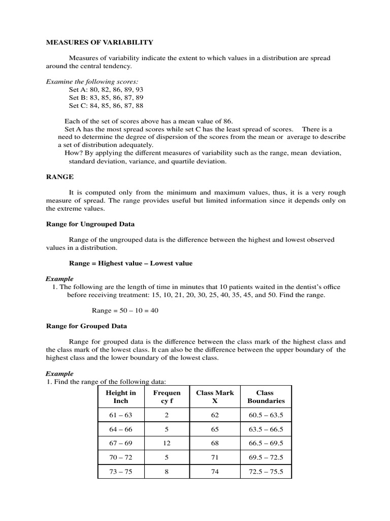 Measures of Variability | PDF | Mathematics | Statistical Theory