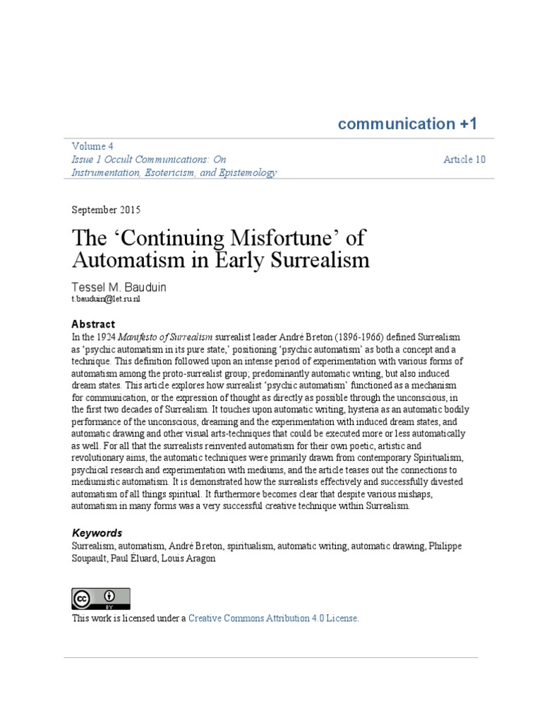 Automatism in Early Surrealism | PDF | Surrealism | Dream