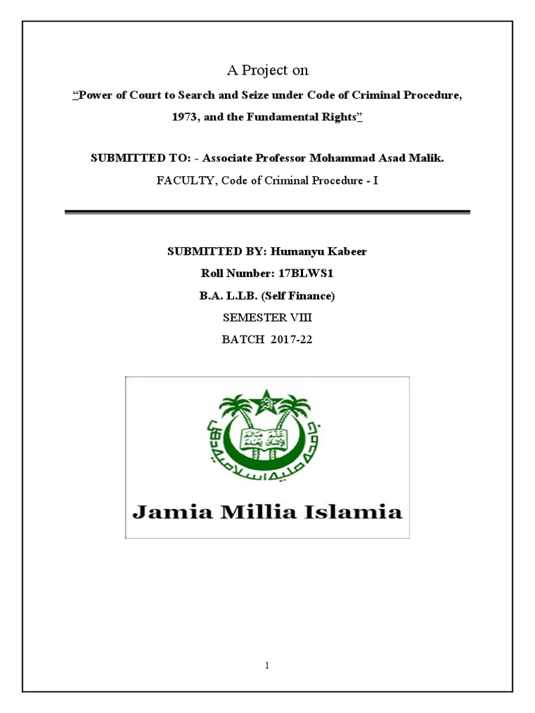 Power of Court To Search and Seize Under CRPC PDF Search And