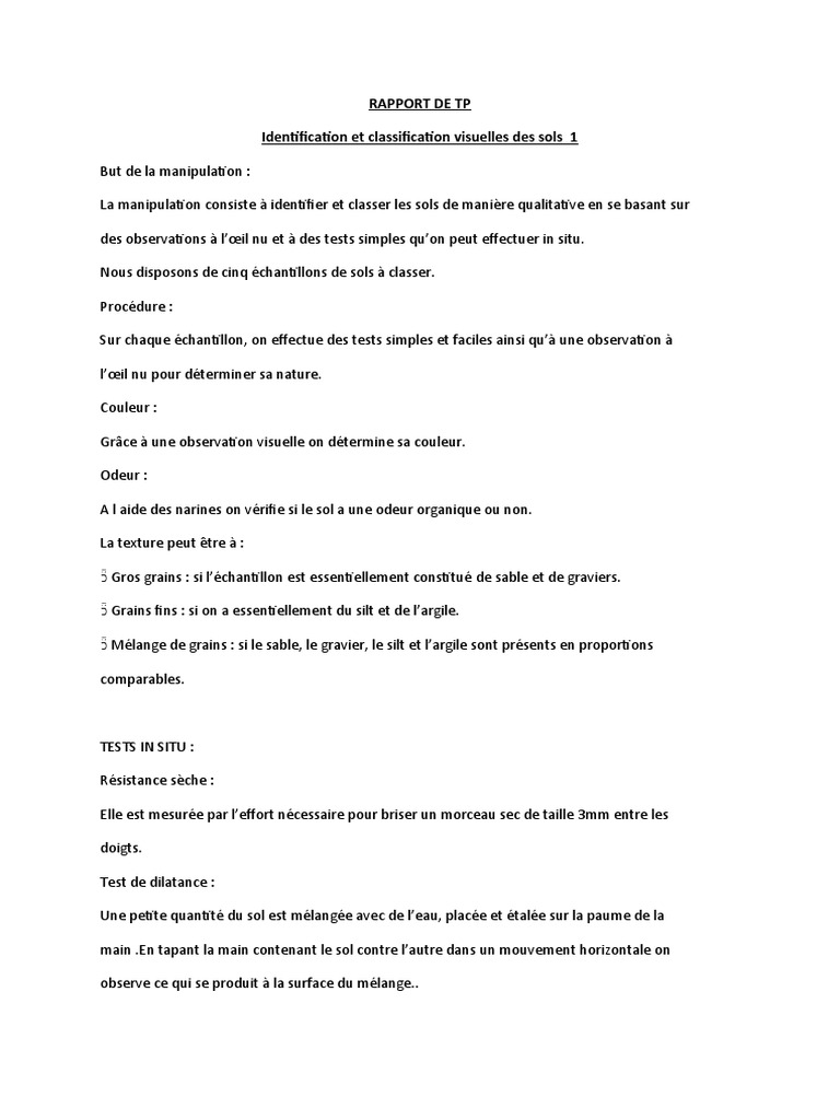 Identification et classification des sols | PDF | Limon | Argile