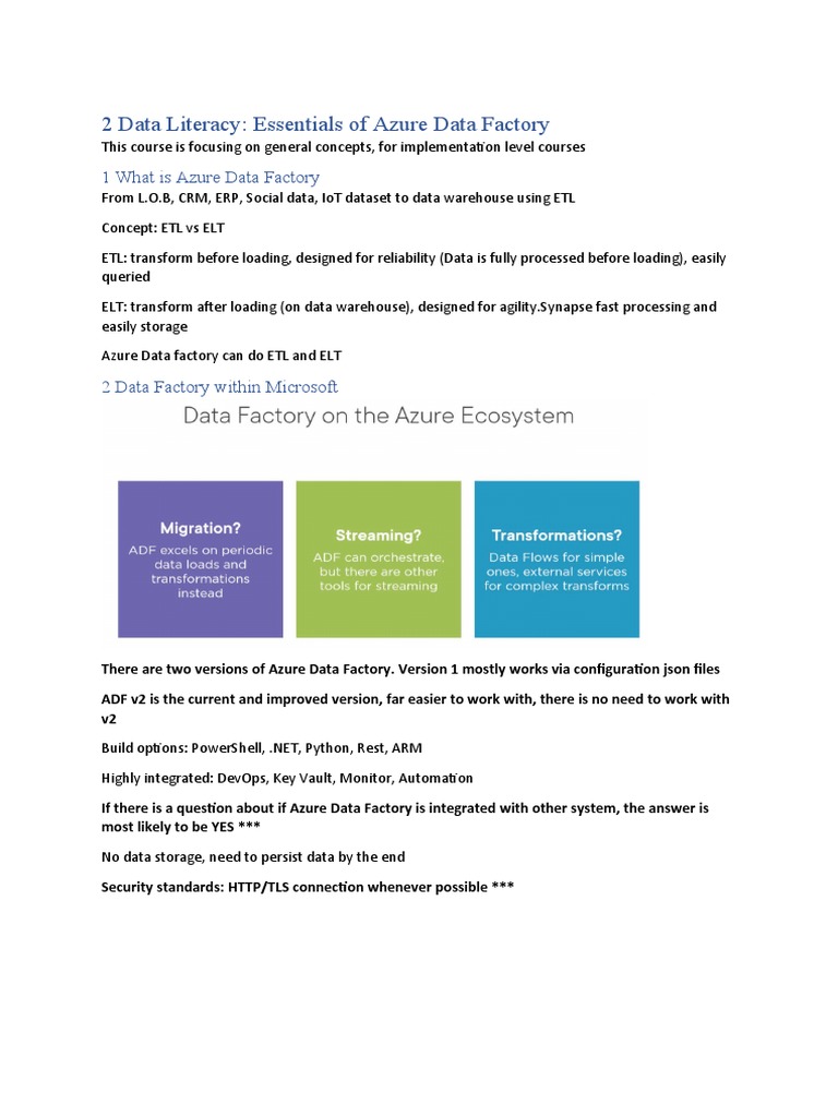 Data Literacy: Azure Data Factory Essentials | PDF | Microsoft Azure ...