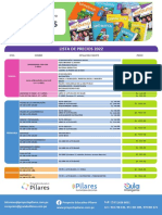 Proyecto educativo Pilares lista precios 2022