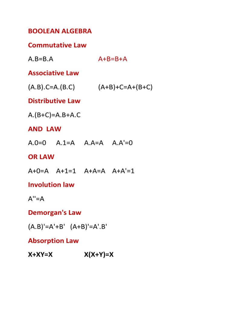 A.B B.A: Boolean Algebra Commutative Law | PDF | Teaching Mathematics ...