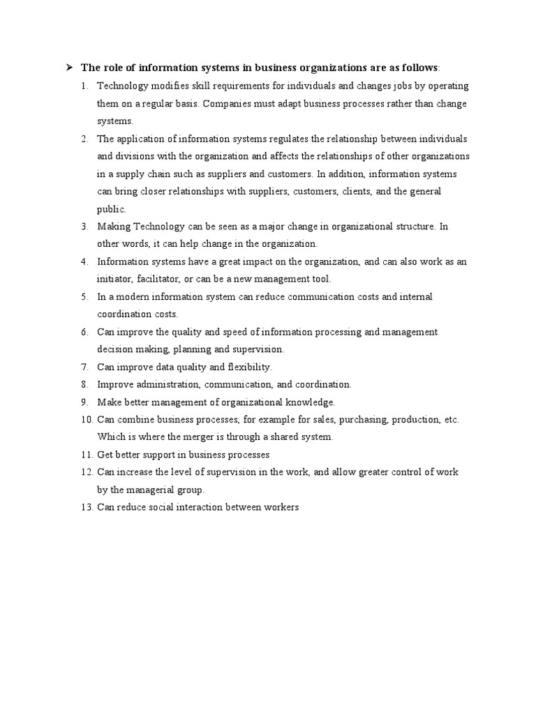 (Part 4) Explain The Role and Function of Information Systems in ...