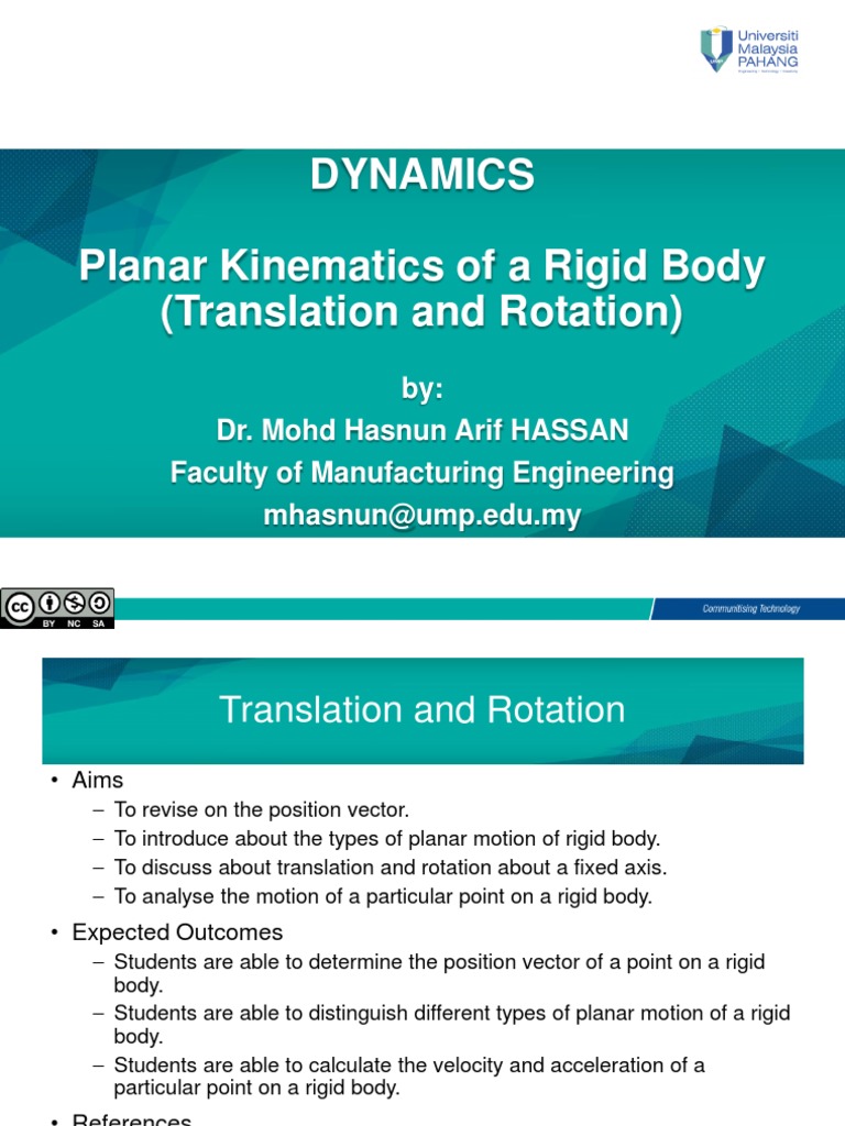 Planar Kinematics: Translation & Rotation | PDF | Rotation Around A ...