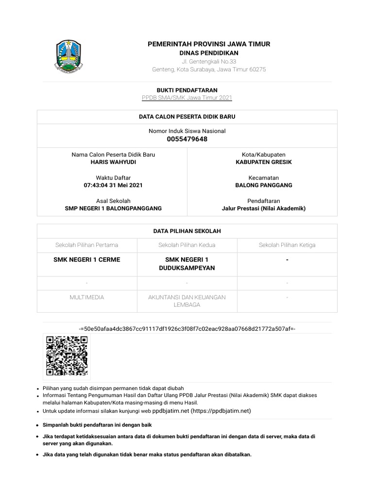Bukti Pendaftaran | PDF