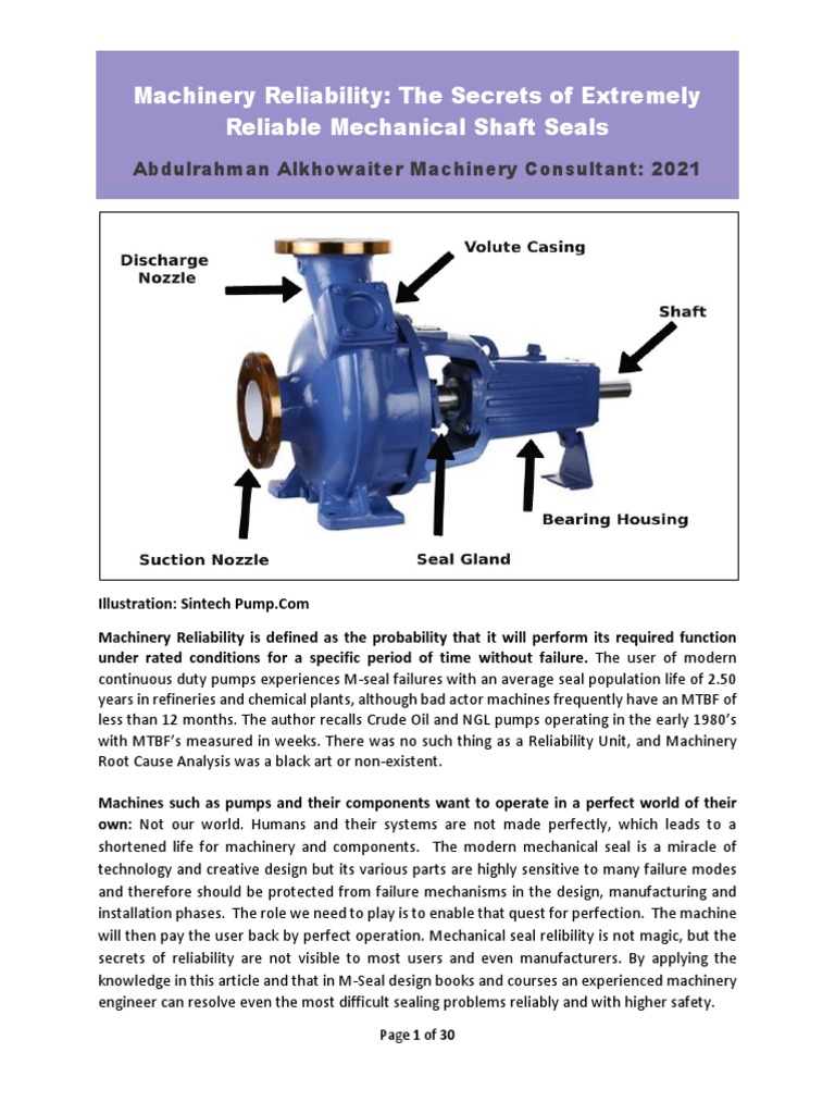 Enhancing Mechanical Seal Reliability | PDF | Pump | Reliability ...