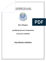 M.SC Finance: University of Lagos