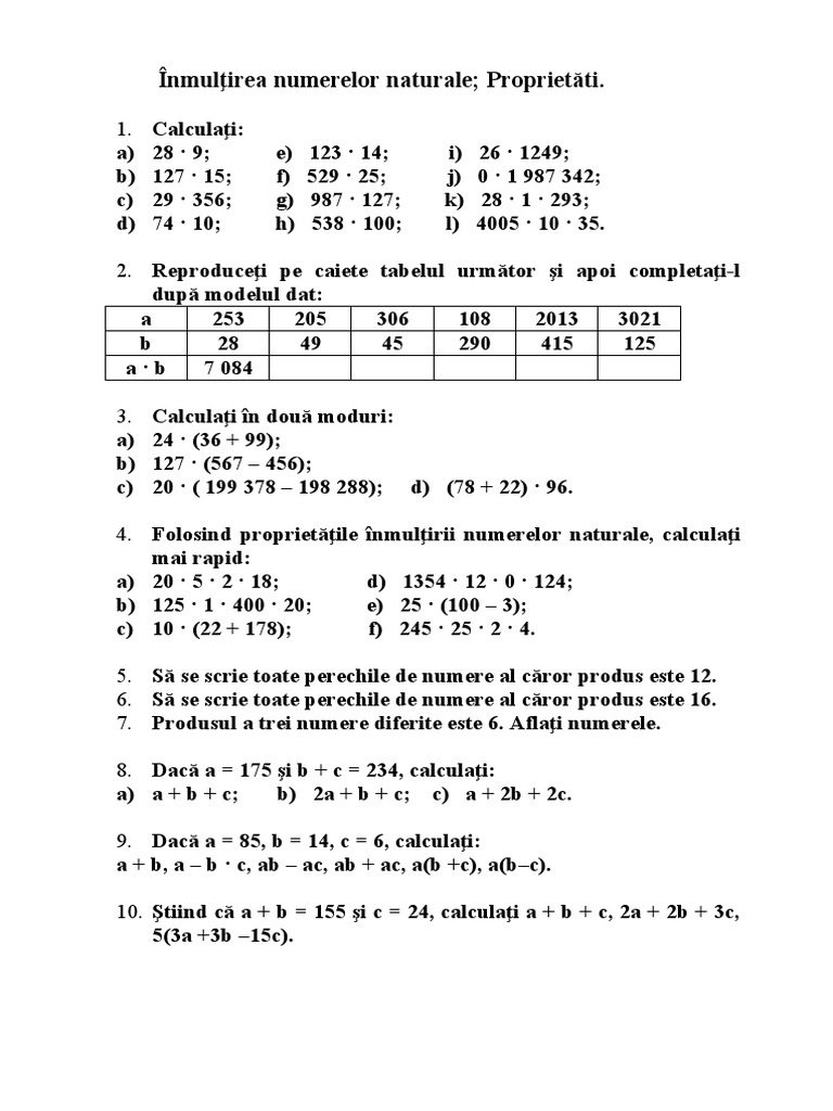 2 Inmultirea Numerelor Naturale | PDF