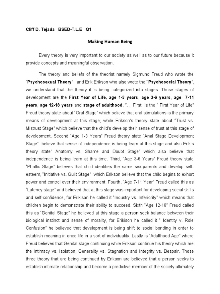 Reflection and Insight of Sigmund Freud & Erik Erikson Theory PDF