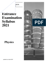 Entrance Examination Syllabus 2021: Physics