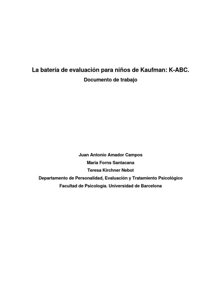 Batería K-ABC para Evaluación Infantil | PDF | Memoria | Inteligencia