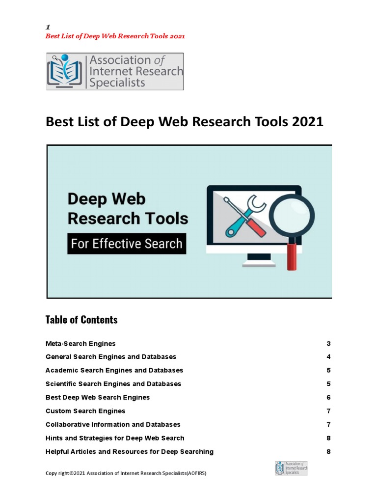 Best List of Deep Web Research Tools 2021 | PDF | World Wide Web ...