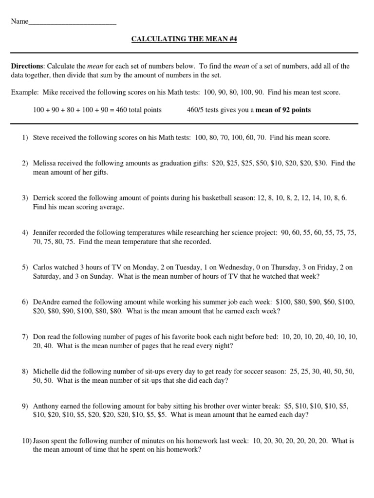 Calculating The Mean 4 | PDF