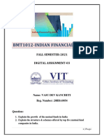 Bmt1012-Indian Financial System: Fall Semester-2021 Digital Assignment-03