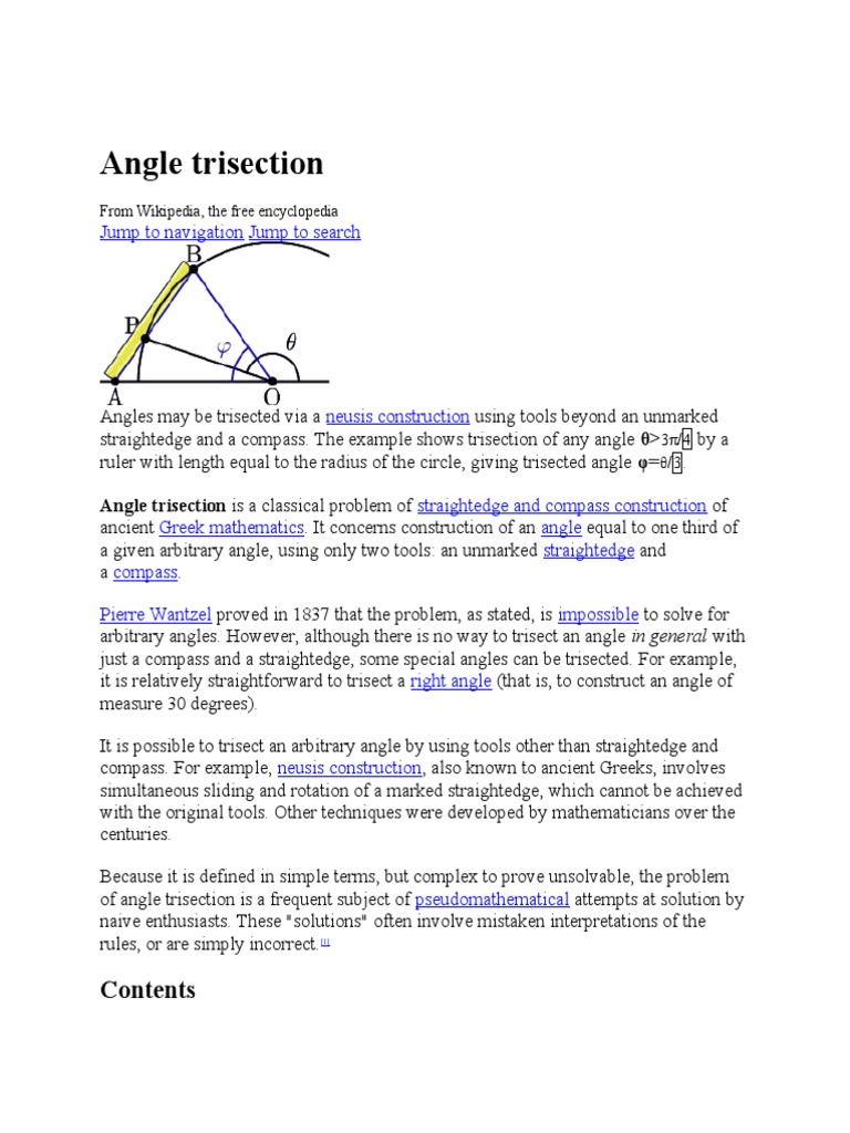 Angle Trisection | PDF | Euclidean Plane Geometry | Mathematical Concepts