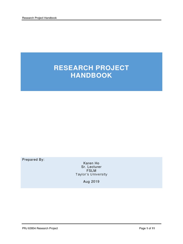 Research Project Handbook PRJ 63804 | PDF | Hypothesis | Citation