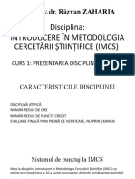 Curs 1 IMCS IFR - Prezentarea Disciplinei. CerinÈ E.