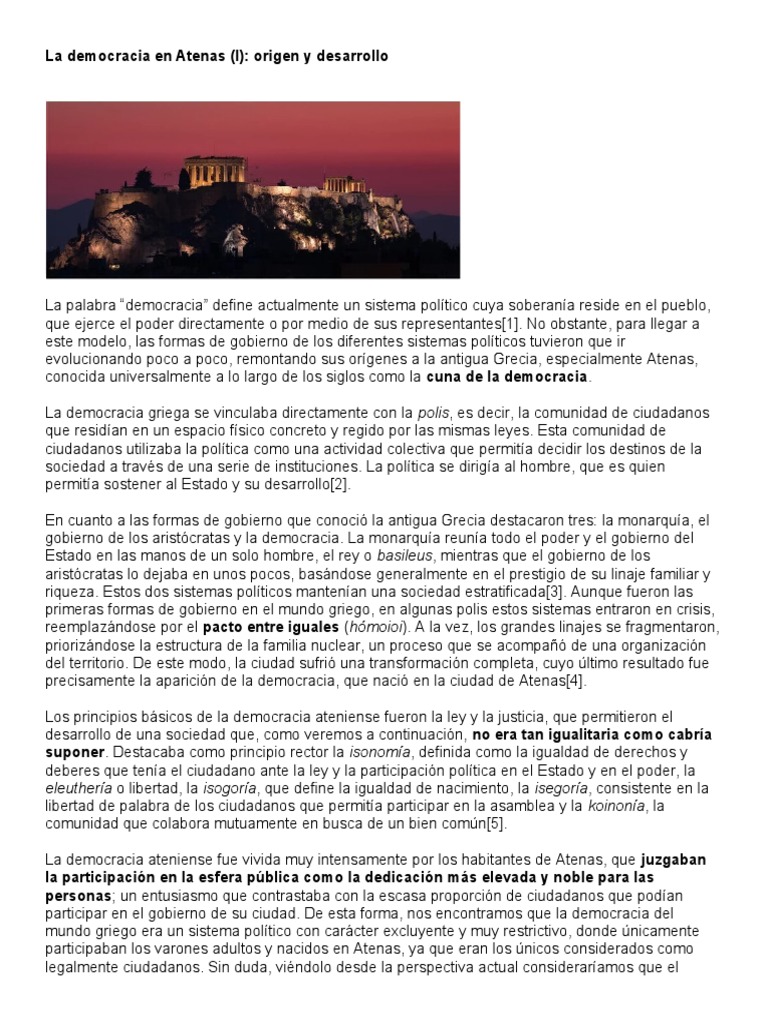 La Democracia en Atenas | PDF | Democracia | Ideologías políticas