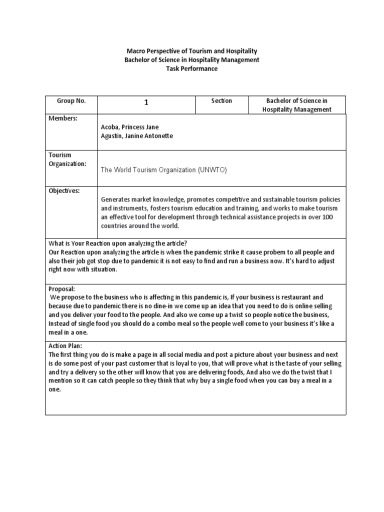 Group 1 in Task Performance 1 in MPTHS | PDF