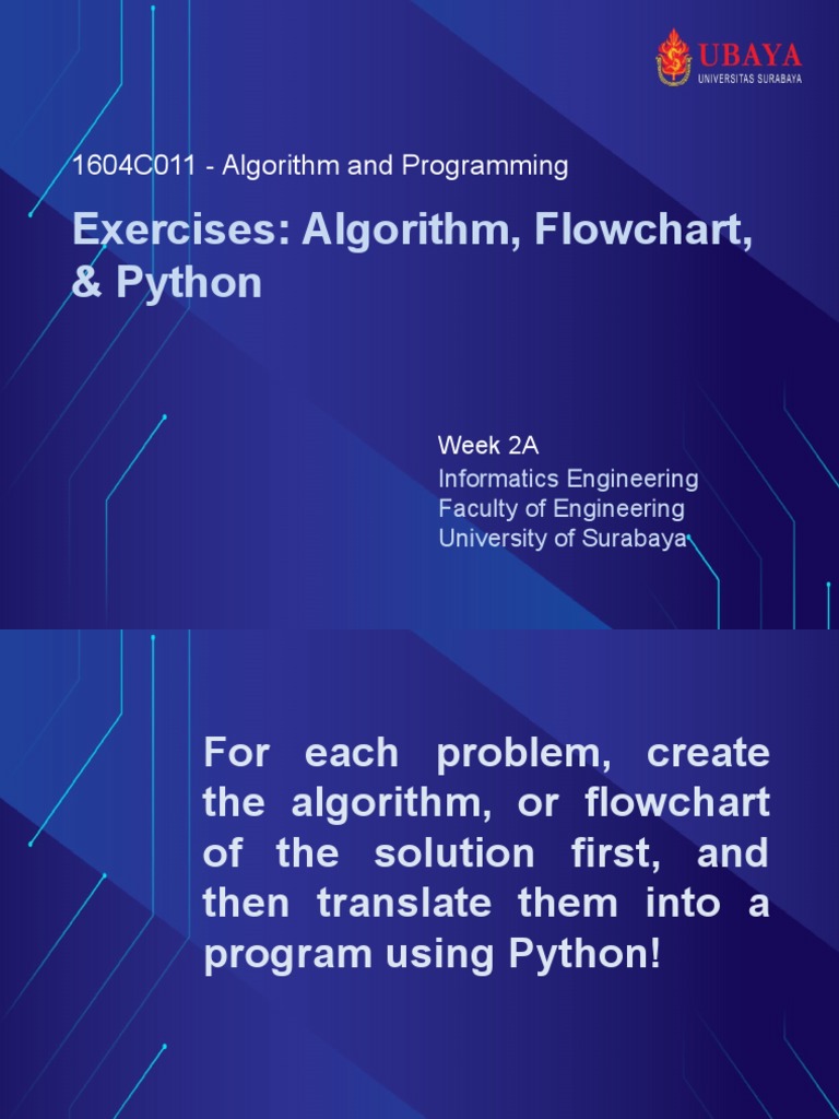 Alpro Odd 2021 - Week 2A - Exercises - Algorithm - Flowchart - Python ...