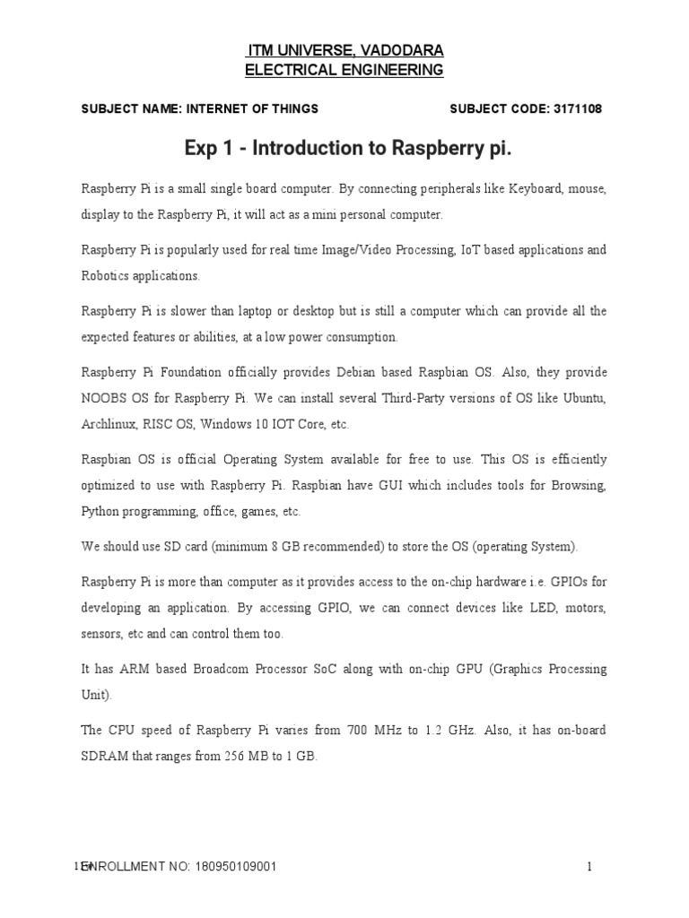 Raspberry Pi IoT Setup Guide | PDF | Raspberry Pi | Electrical Engineering