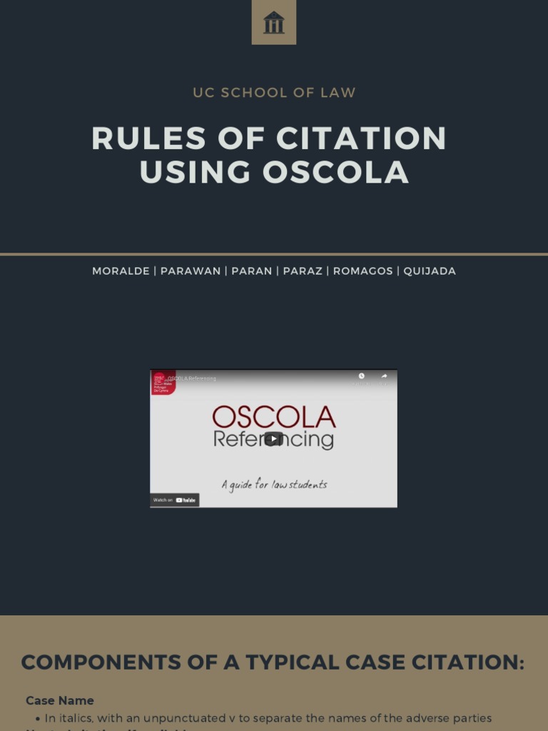 OSCOLA Citation Rules for Law Cases | PDF | Case Citation | Judge