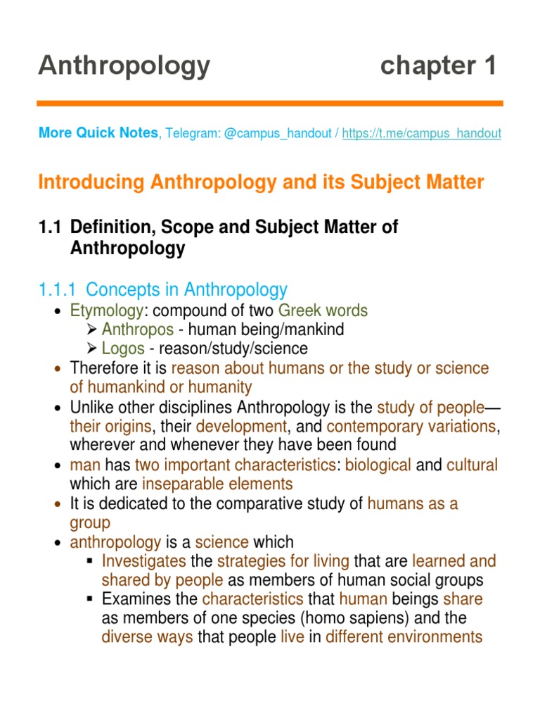 Anthropology Chapter 1 Pdf