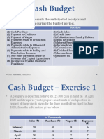 Cash Budget: - This Budget Represents The Anticipated Receipts and
