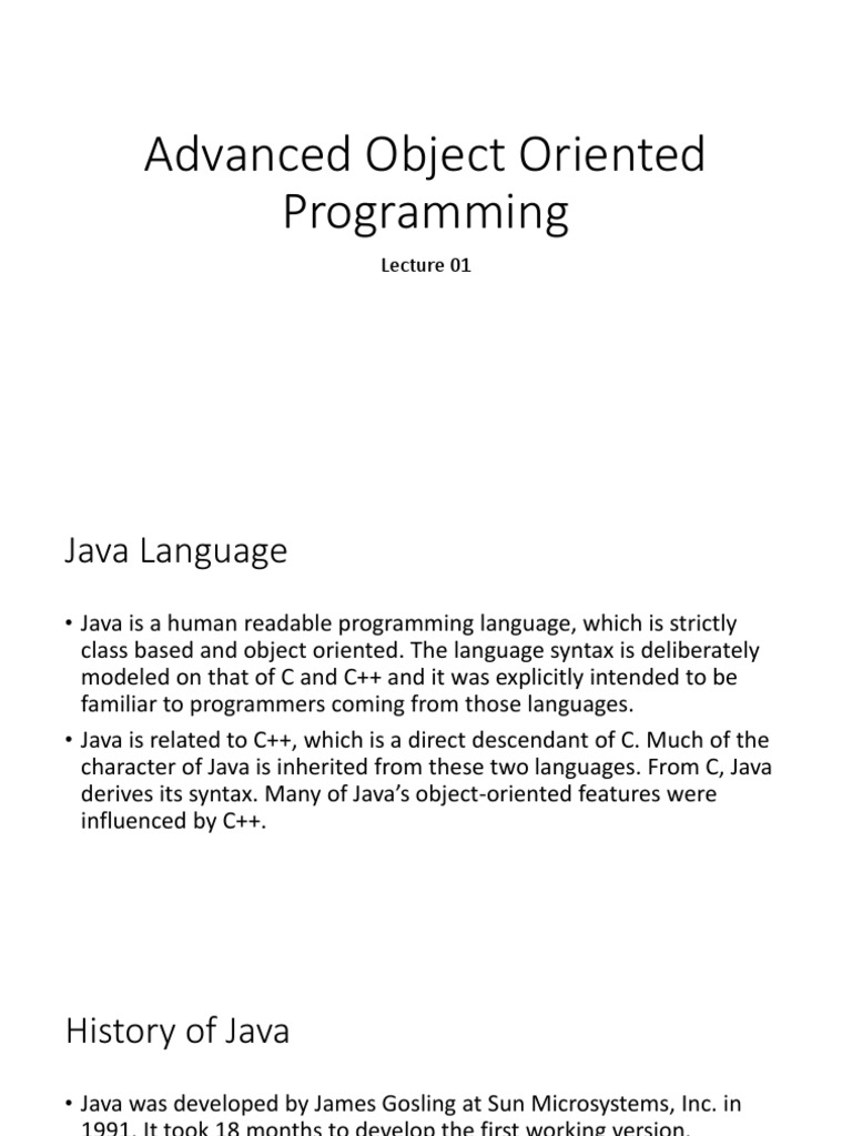 Java For Beginners Lec 1 | PDF | Java (Programming Language) | Object ...