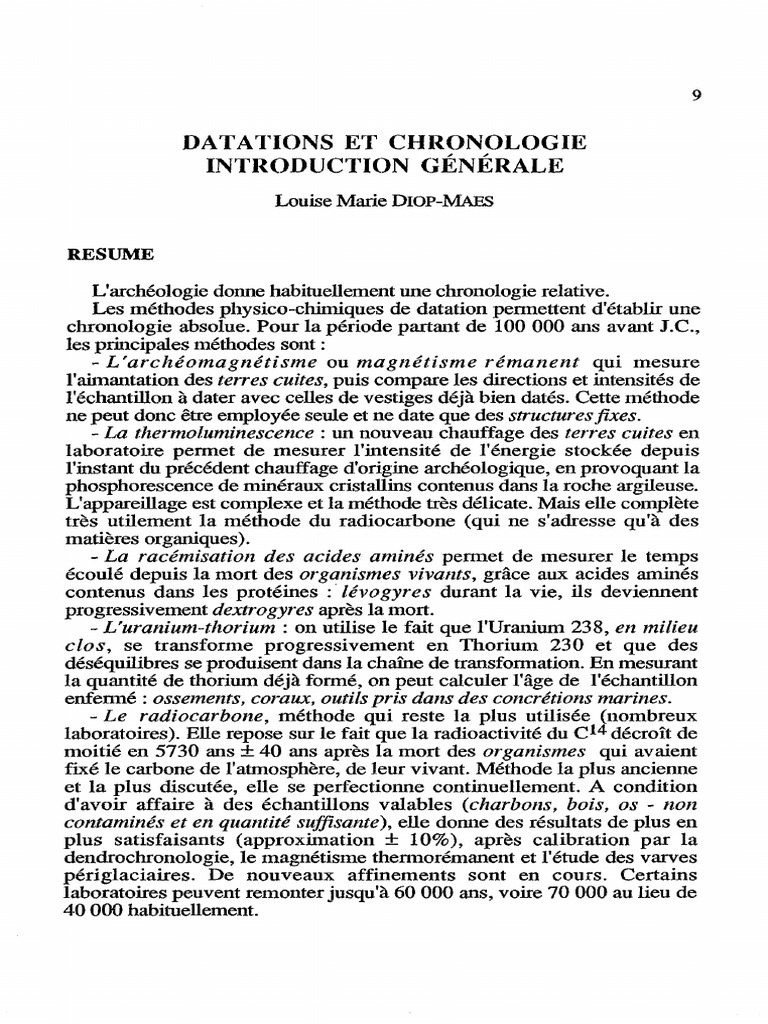 Méthodes de datation en archéologie | PDF | Datation par le carbone 14 ...