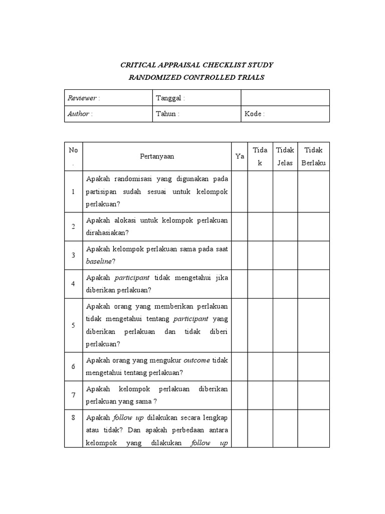 Checklist Penilaian RCT di Indonesia | PDF | Pengembangan Diri